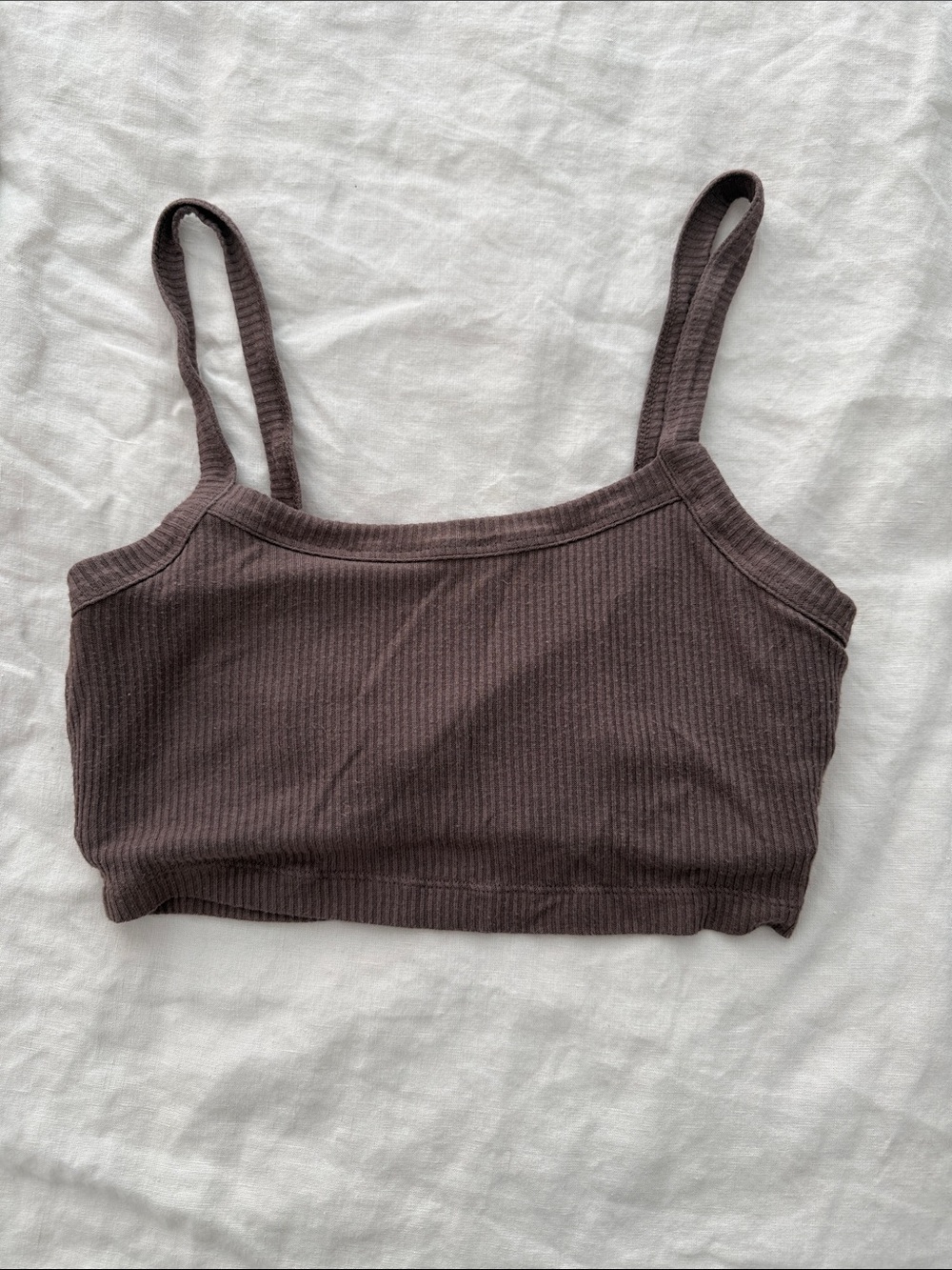 ALO Yoga Ribbed Spaghetti-Strap Bralette in Dark Brown